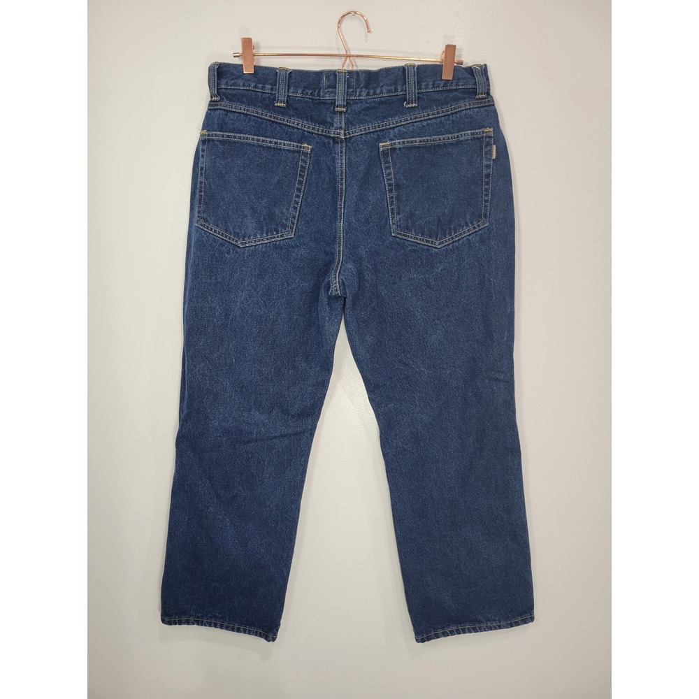 Red Head Brand Co Mens 36x30 Flannel Lined Jeans Dark Wash Straight Leg Plaid - Picture 3 of 6